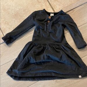 Charming Black Kids Dress with Button Detail
